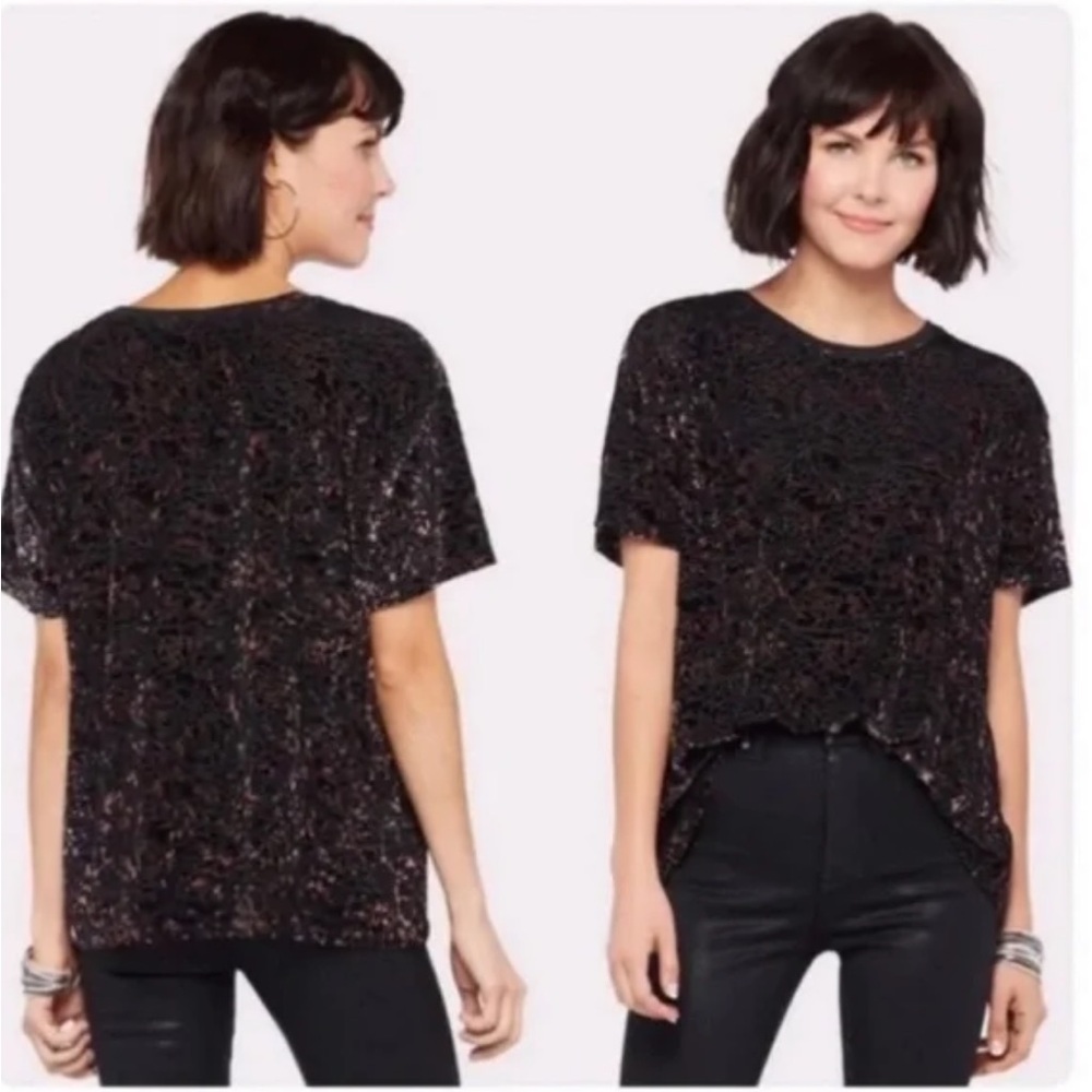 NWT Free People We the Free Teddy Burnout Tee Cheetah Combo Size Small